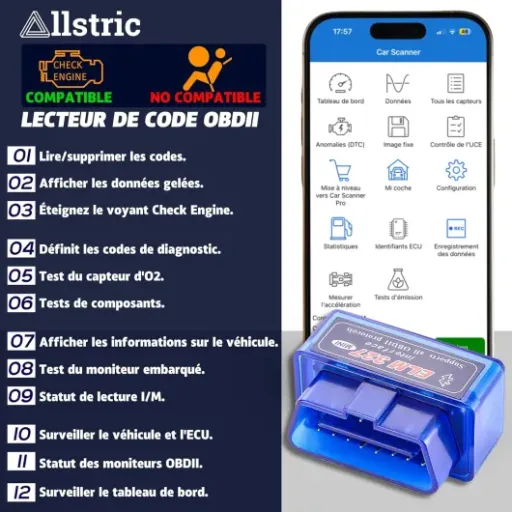 Test OBD2 ELM327 Bluetooth Allstric : le petit boîtier pas cher qui dépanne bien (si on sait quoi installer)