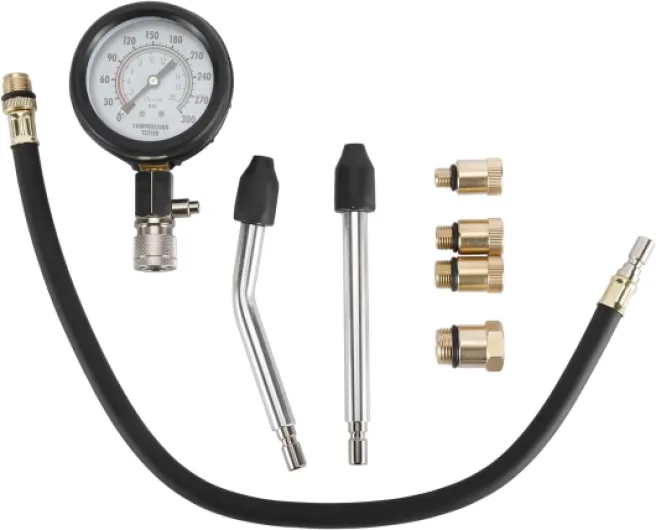 FreeTec Coffret de compressiomètre Set de compresseur Testeur de compression pour Moteur Essence 0-300 PSI / 0-20 Bar Rouge