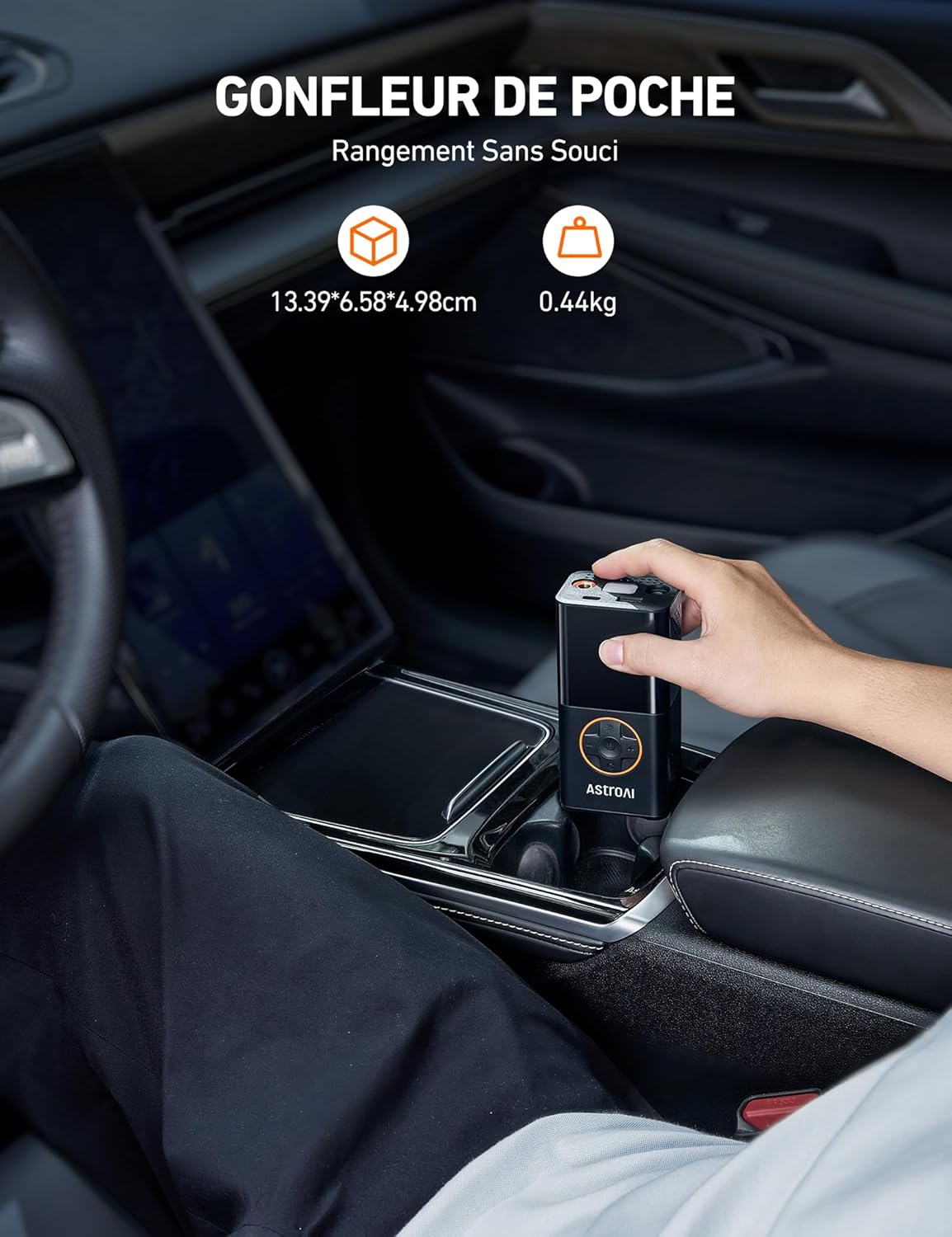 Gonfleur Pneus Voiture, Compresseur à Air Portatif, Gonfleur Pneus Voiture Sans Fil compacte, avec Batterie Rechargeable pour Vélos, Motos, Boules Noir