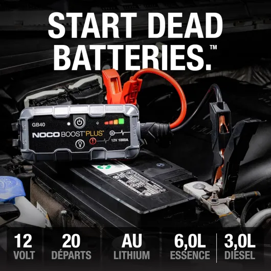 Boost GB40: Booster Batterie UltraSafe 1000A – Démarreur Lithium 12V Portable avec Powerbank et Chargeur USB – pour Moteurs Essence 6,0L et Diesel 3,0L Batterie externe