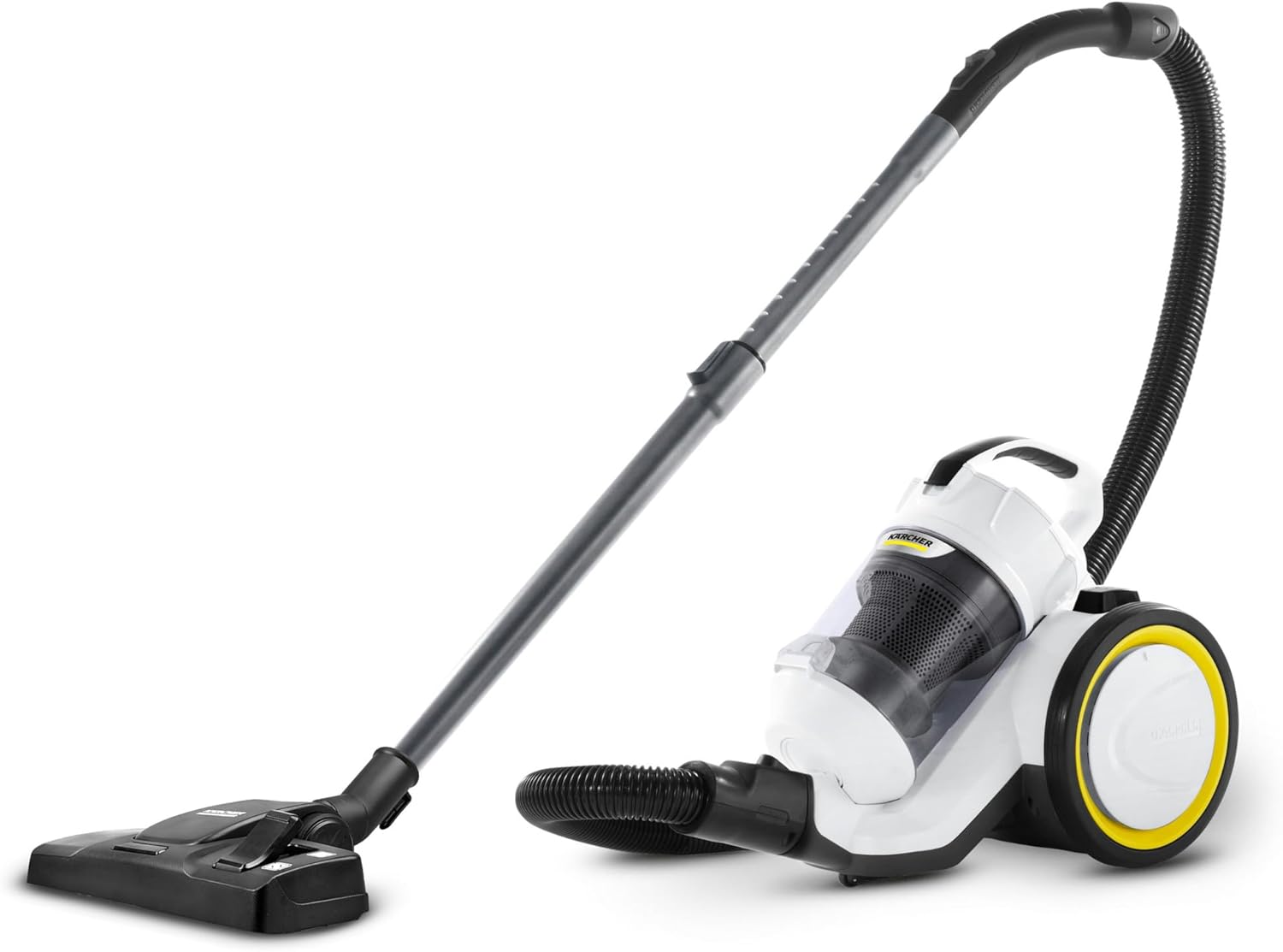 Kärcher VC 3 Aspirateur traineau Multi-cyclonique sans Sac, Filtre HEPA 13 Haute efficacité, bac à poussière Transparent, Compact et Silencieux, Blanc/Noir