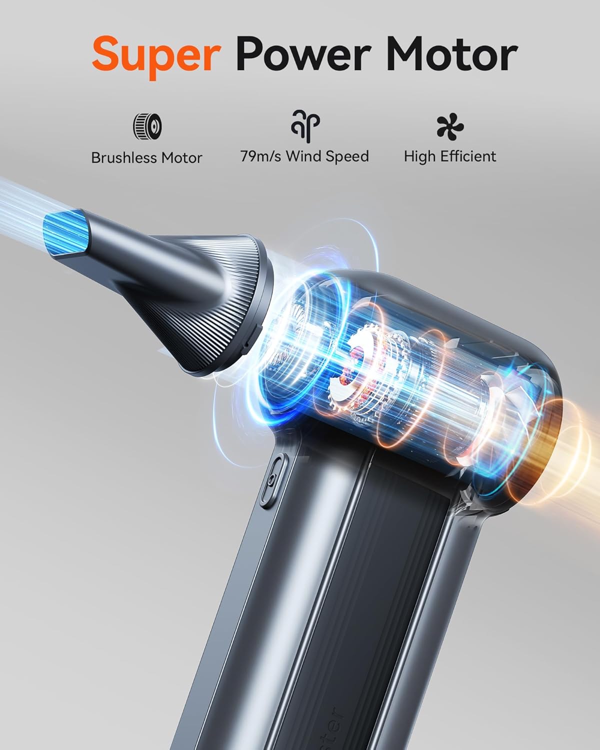 MF100 Souffleur Air Comprimé,Souffleur PC 150 000 tr/min - Moteur Sans Balais Rechargeable, 3 Vitesses, Pour Nettoyage PC/Clavier/Voiture (Intérieur & Extérieur)