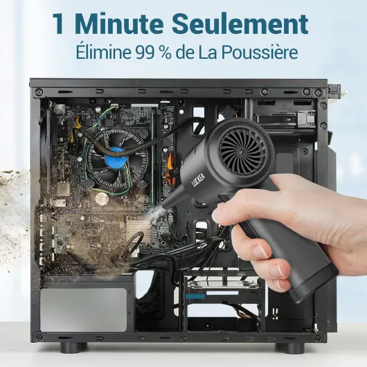 Souffleur Air Comprimé 3 Vitesses Souffleur PC - Souffleur Voiture 6000 mAh Batterie avec Lumière LED, Bombe Air Sec Nettoyage PC, Air Comprimé Nettoyage Ordinateur Clavier Électronique, Air Duster ‎C4915-6