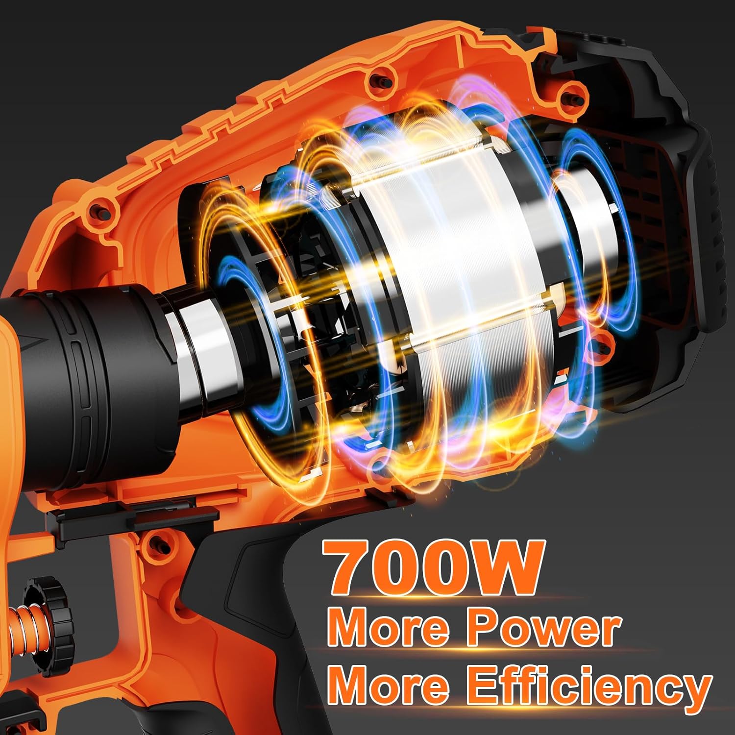 HVLP Pulvérisateur de Peinture Électrique 700 W avec Réservoir de 1200 ML, Eébit 1000 ML/Min, 4 Buses et 3 Modes de Pulvérisation, Eébit Réglable, Raccord de Nettoyage & Soufflage de Poussière orange