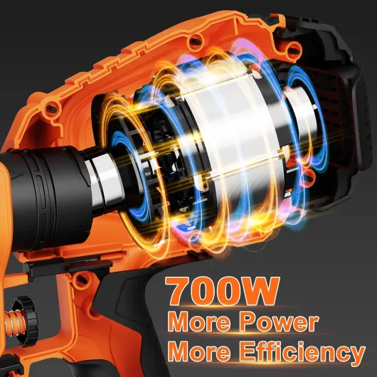 HVLP Pulvérisateur de Peinture Électrique 700 W avec Réservoir de 1200 ML, Eébit 1000 ML/Min, 4 Buses et 3 Modes de Pulvérisation, Eébit Réglable, Raccord de Nettoyage & Soufflage de Poussière orange