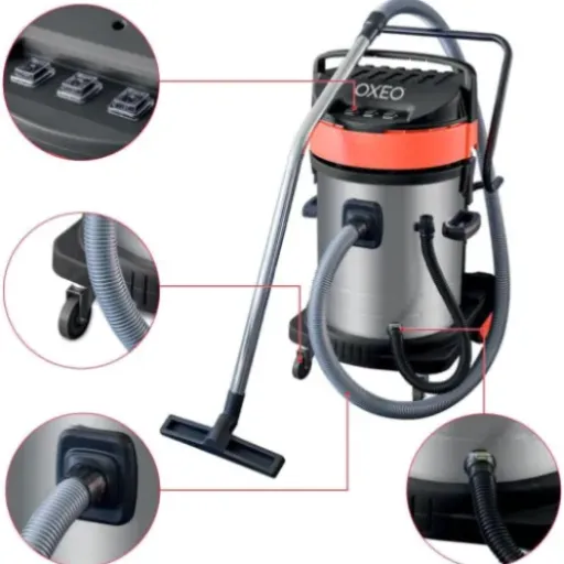 Test Aspirateur eau et poussière Oxeo 3000W 70L : le gros bidon qui avale tout… ou presque