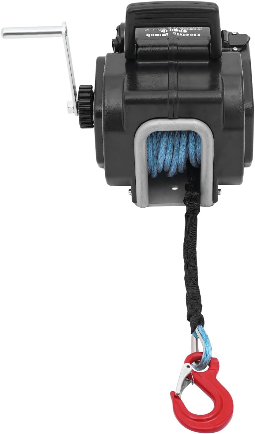 Treuil électrique, treuil de bateau/remorque 400W avec télécommande, 12V 6500 lbs treuil à câble pour bateaux de 5000 livres, véhicules tout-terrain, remorques, camions