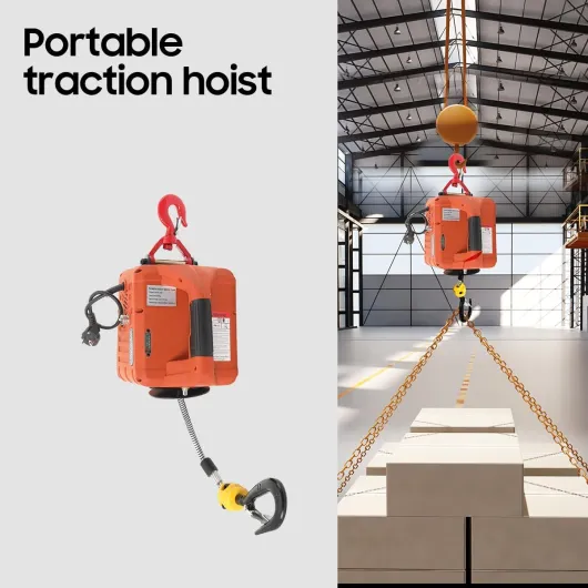 Palan Electrique Treuil Électrique 220V 1500 W - Charge Max 500kg - Avec Télécommande Treuil de Récupération de Fil Câble de 7.6 m, Palan pour Garages Entrepôts Usines