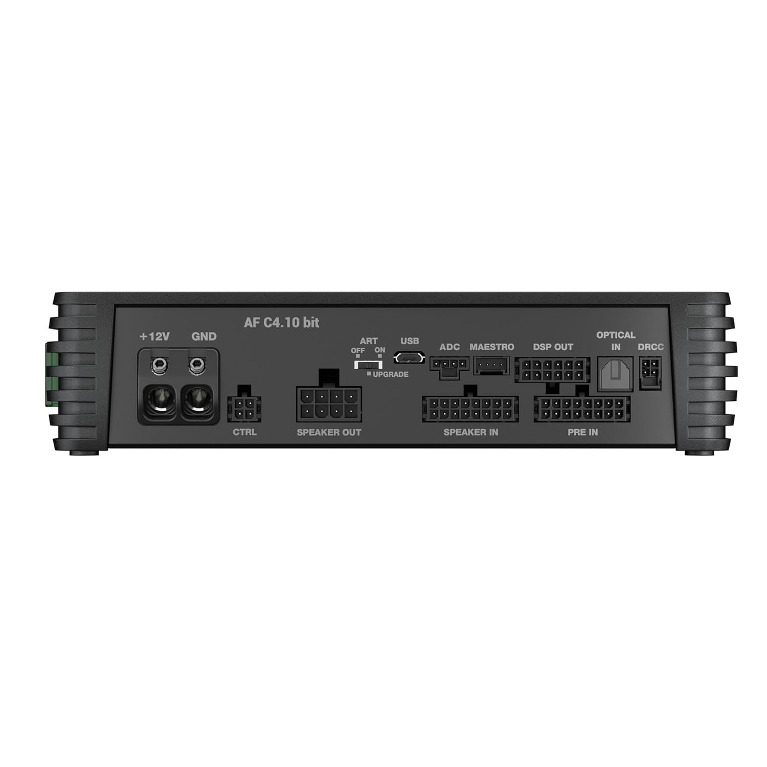 AF C4.10 bit Amplificateur DSP 4 Canaux avec Processeur Audio Numerique 10 Canaux, Technologie Classe D, 4x150W RMS, 198x190x50 mm, Noir