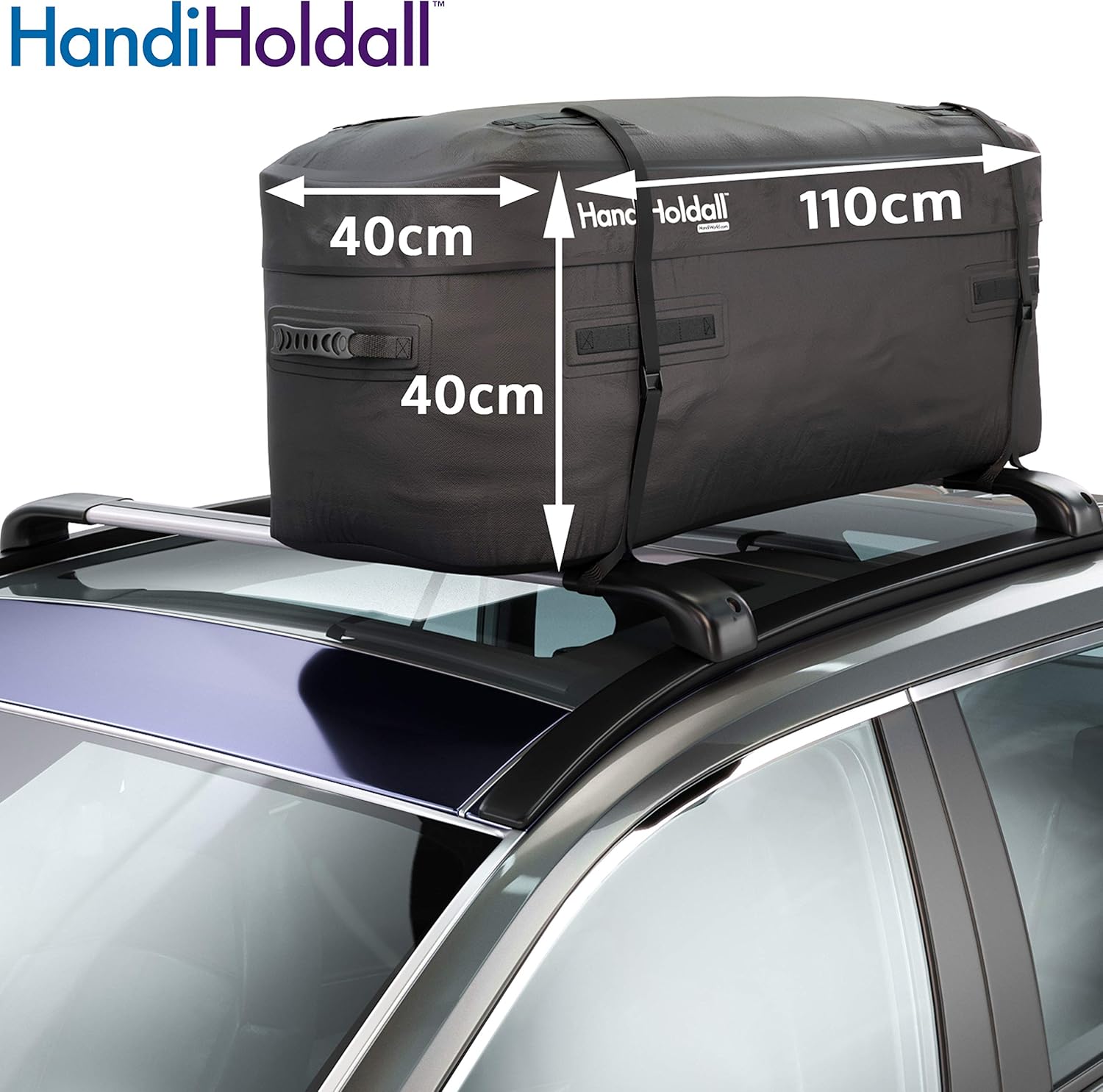 HandiHoldall 175 litres Waterproof Soft Roof Box - Sac de Toit Pliable avec Base Solide - Noir Simple