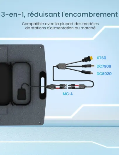 ECO-WORTHY Panneau Solaire Portable 200W, XT60, ETFE, Panneau Solaire Pliable Mono, Jusqu’à 23% d’efficacité, Approprié à la centrale électrique, extérieur, camping-car, jardin