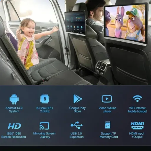 Test Moniteur d'appuie-tête 14'' Android 14 : le grand écran qui calme (à peu près) les enfants à l'arrière