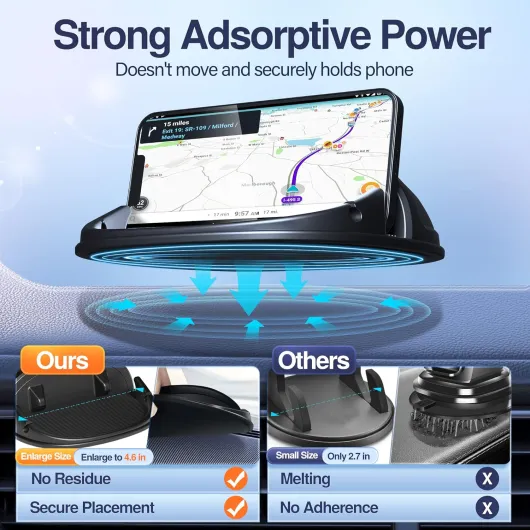 Loncaster Support de téléphone Portable pour Voiture, Support de téléphone Portable pour appareils de Tableau de Bord antidérapants compatibles pour Autre Smartphone (Black) Oval-1 Pack