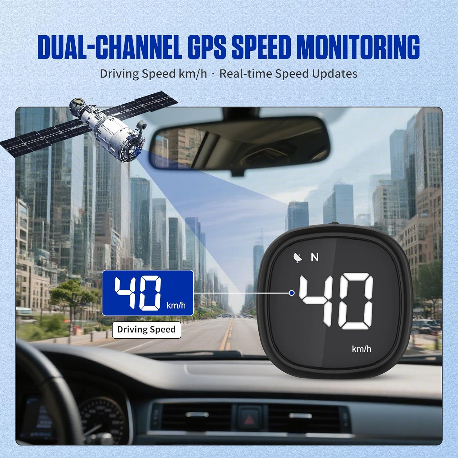 MRCARTOOL M30 Compteur de Vitesse GPS HUD de Voiture Universel 2.5" Affichage Tête Haute Numérique KMH/MPH, avec Alerte de Fatigue, Alerte de Vitesse, Boussole, pour Tous les Véhicules, DC 5V-24V
