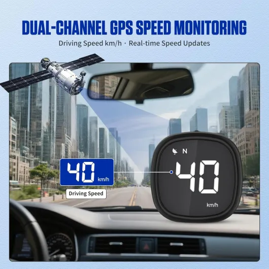 MRCARTOOL M30 Compteur de Vitesse GPS HUD de Voiture Universel 2.5" Affichage Tête Haute Numérique KMH/MPH, avec Alerte de Fatigue, Alerte de Vitesse, Boussole, pour Tous les Véhicules, DC 5V-24V