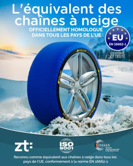 Chaussettes à Neige Textile Homologué EN 16662-1 - Deux Chaussette Neige pour Auto - Snow Sock Taille XL pour R14-R22 (Les Mesures pour Les Pneus sont Détaillées à L'intérieur) (Nova, XL) Nova XL