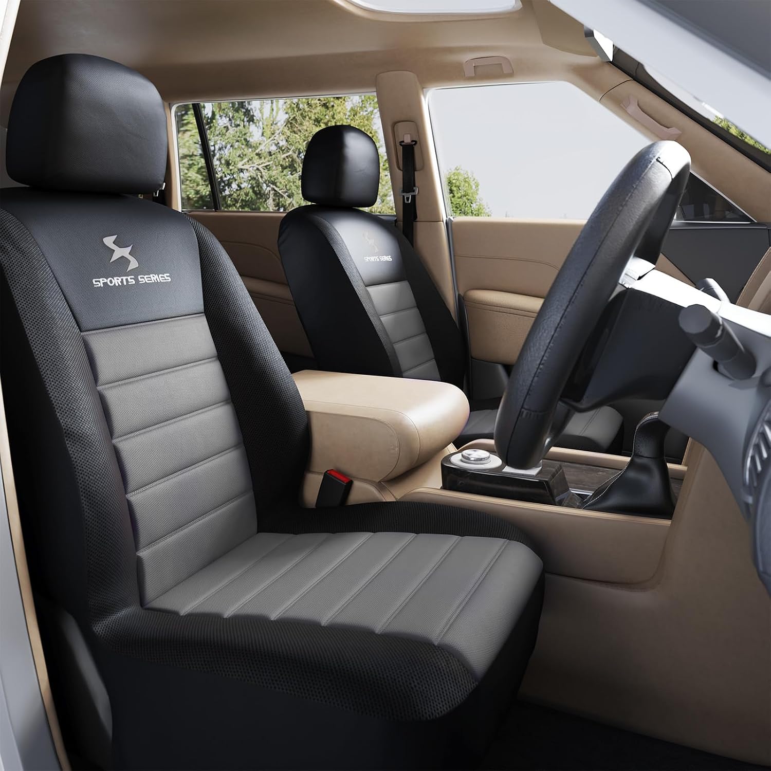 Housse de siège de Voiture Universelle pour 2 sièges,Noir Gris