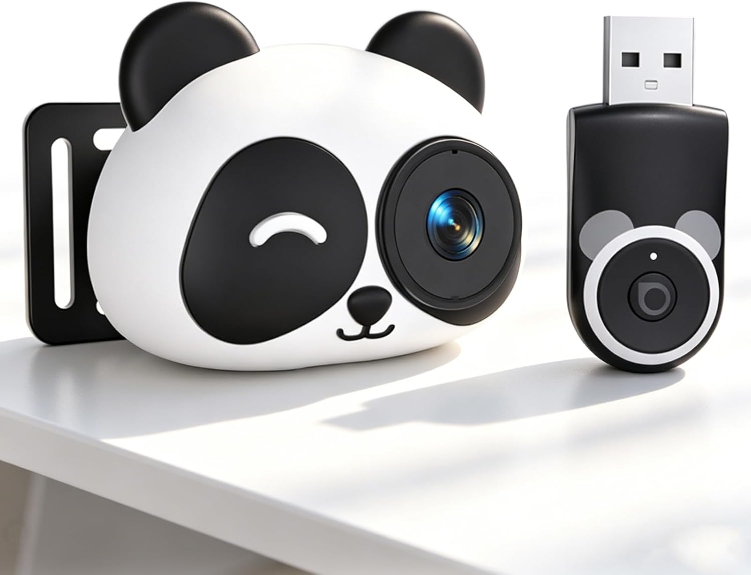 Caméra de voiture pour bébé et adaptateur CarPlay sans fil 150° grand angle en temps réel Caméra de surveillance de siège arrière rotative à 360° HD 1080p Moniteur de sécurité pour enfants et Panda