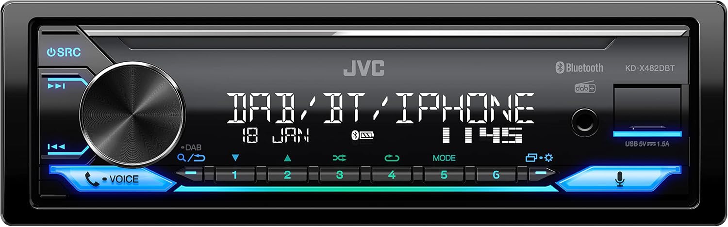 Autoradio USB, iPod, Bluetooth, Dab+, KD-X482DBT Noir DAB+/BT/Couleur